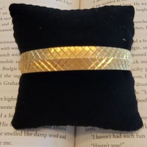 MONET Chunky Goldtone Bangle Bracelet Diamond Cut